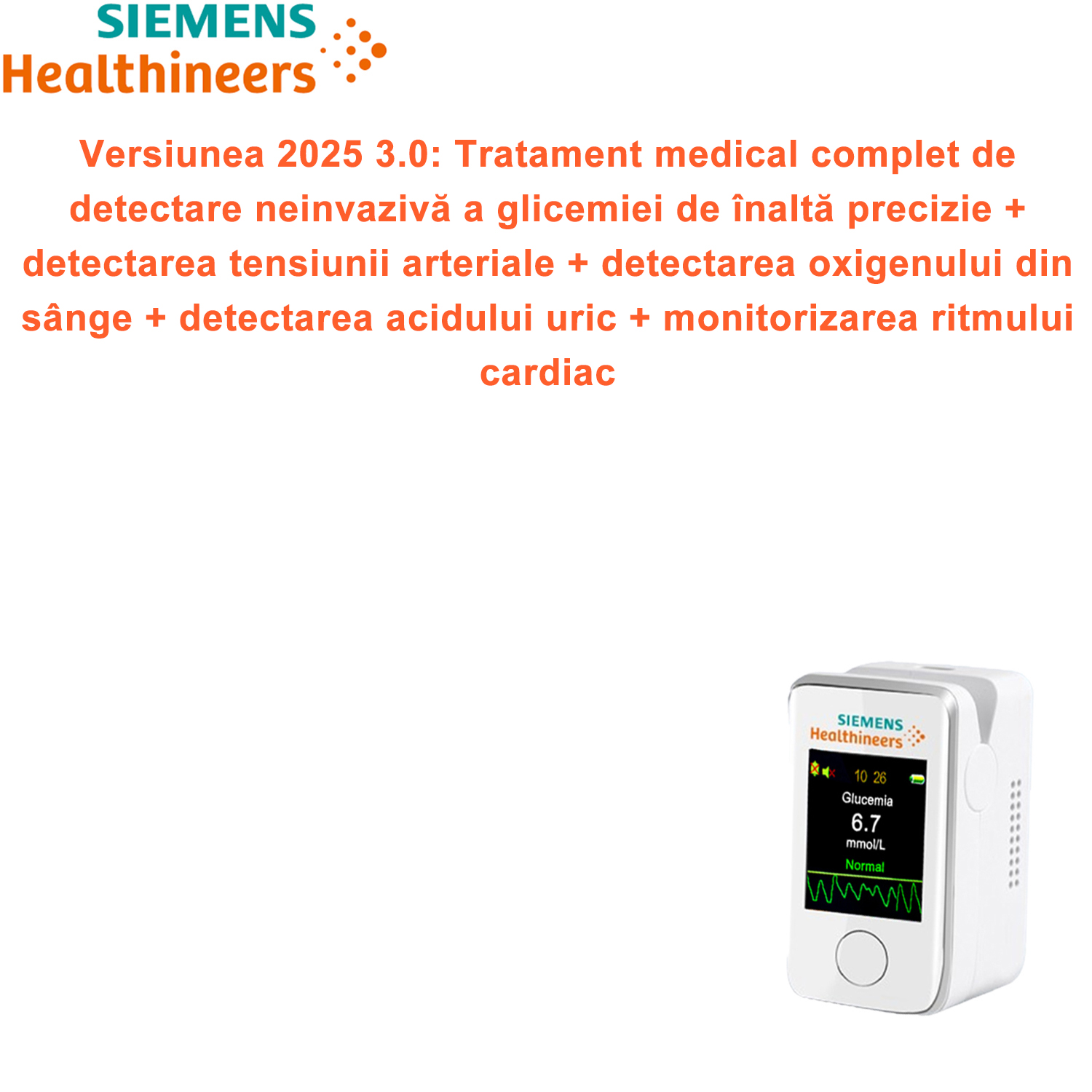 Versiunea 2025 3.0: Tratament medical complet de detectare neinvazivă a glicemiei de înaltă precizie + detectarea tensiunii arteriale + detectarea oxigenului din sânge + detectarea acidului uric + monitorizarea ritmului cardiac